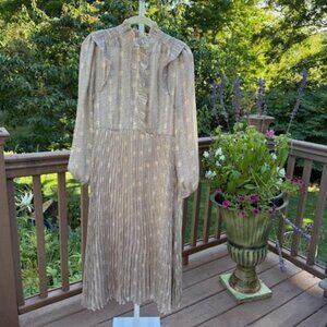 BA&SH Paris Pleated Long Sleeve Midi Dress-Used